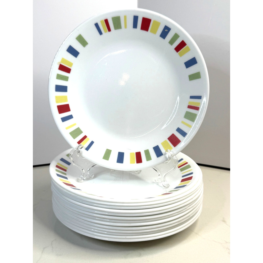 Set of 2 Corell Vitrelle Memphis Pattern Bread Plates 6.75" Diameter